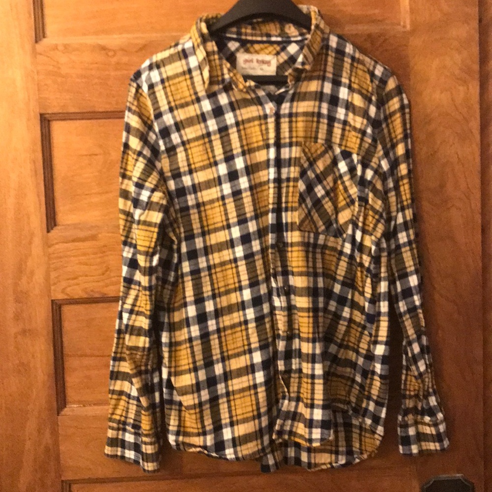 Yellow and Navy Plaid Flannel